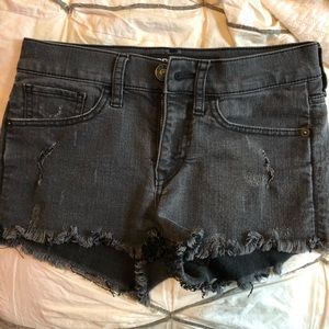Black denim shorts